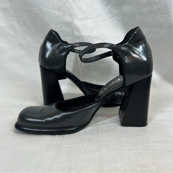 Vintage 90s Prada patent leather Mary Jane heels square toe ankle strap - Picture 5 of 11